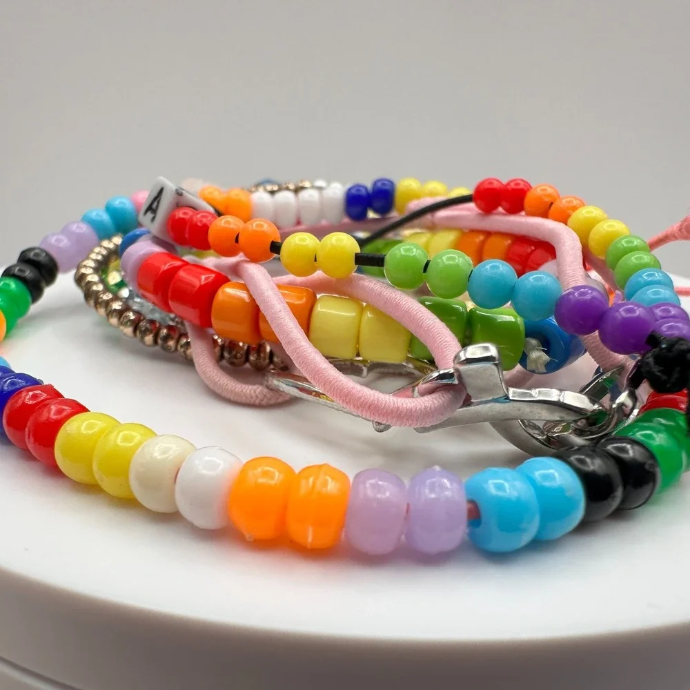 Vintage 90s Y2K Kandi Beaded Bracelet‎ Lot Stitch Charm Women's Classic Jewelry